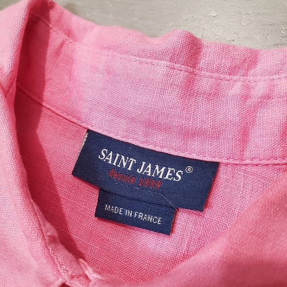 Saint-James Long Sleeves Button Down Blouse Top. Pink. 100% Linen. Size 6US. - Picture 3 of 10